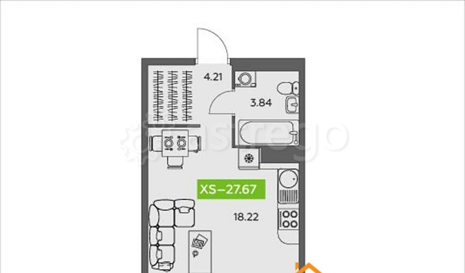 Студия, 27.67 м2, 8/9 эт. Северодвинск - изображение 1