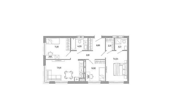 3-комн. квартира, 71.4 м2, 16/25 эт. Астрахань