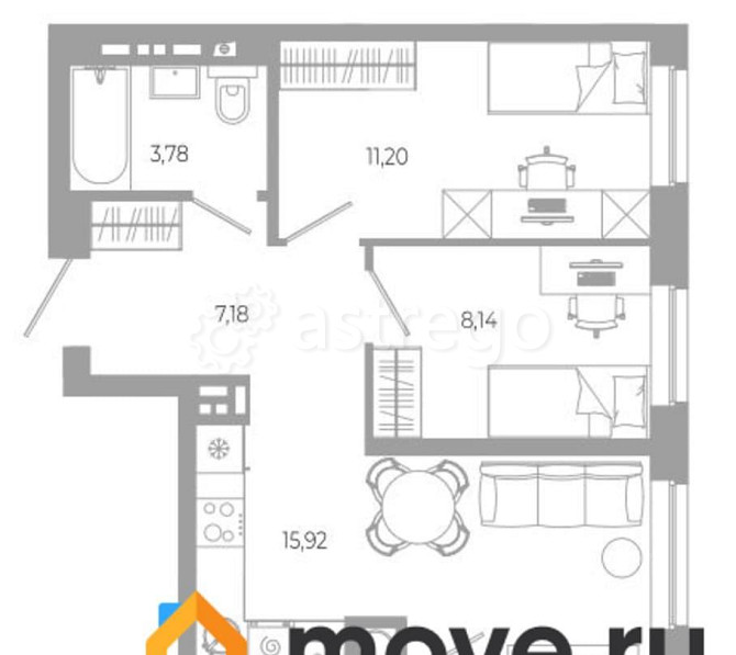 3-комн. квартира, 62.48 м2, 3/18 эт. Астрахань - изображение 1