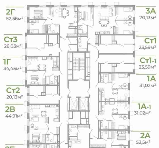 Студия, 23.48 м2, 4/18 эт. Астрахань