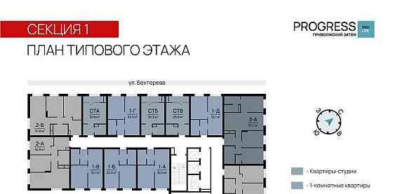 Студия, 20.98 м2, 5/24 эт. Астрахань