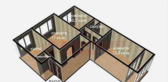 3-комн. квартира, 64.8 м2, 1/9 эт. Астрахань