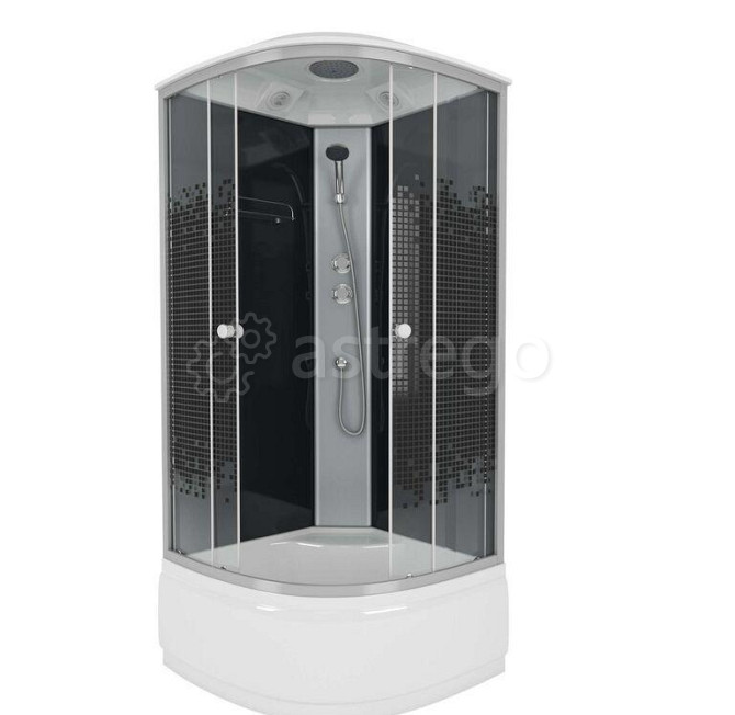 Душевая кабина NG-7507-14BLACK 800х800х2150 высокий поддон 40см стекло МОЗАИКА 4 места Niagara Москва - изображение 1
