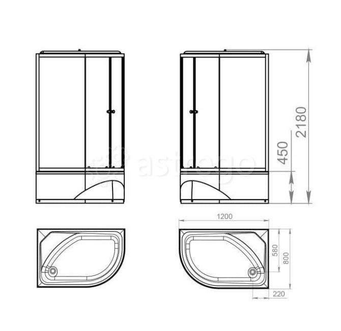 Душевая кабина Delight 128 high R 120x80 высокий поддон сатиновое-матовое стекло DOMANI-Spa DS01D128 Москва - изображение 1