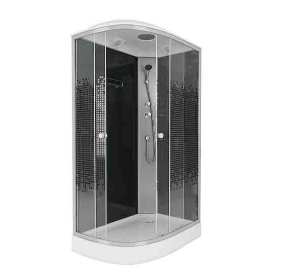 Душевая кабина NG-4512-08R BLACK 1200х800х2150 низкий поддон 13см стекло МОЗАИКА 3 места Niagara Москва