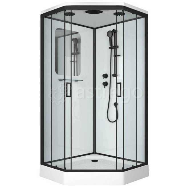 Душевая кабина NG- 6902-01D BLACK 1000х1000х2200 низкий поддон 16 см стекло ТОНИРОВАННОЕ 4 места Nia Москва - изображение 1