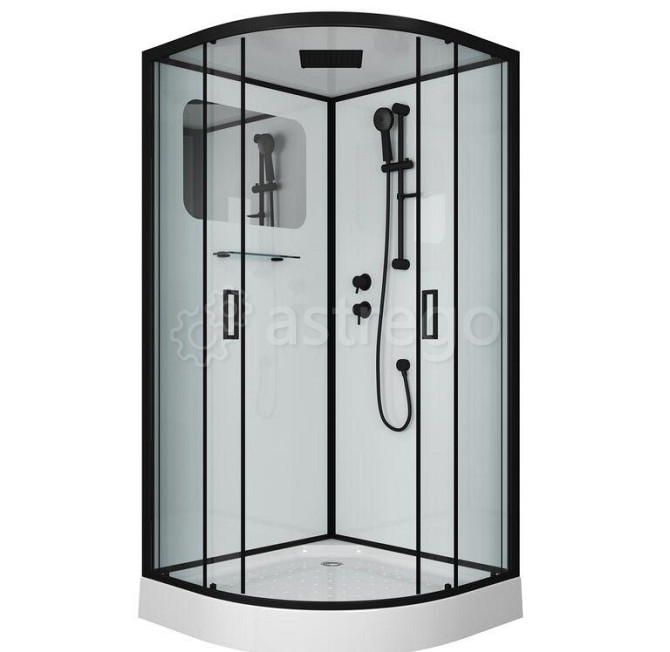 Душевая кабина NG- 6902-01 BLACK 1000х1000х2100 низкий поддон 16 см стекло ТОНИРОВАННОЕ 4 места Niag Москва - изображение 1