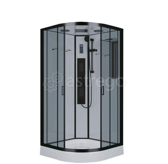 Душевая кабина NG- 6902-01G BLACK 1000х1000х2100 низкий поддон16см стекло ТОНИРОВАННОЕ 4 места Niaga Москва - изображение 1