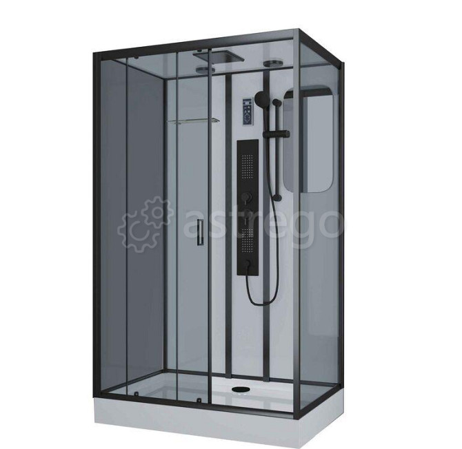 Душевая кабина NG- 6912-01GQR BLACK 1200х800х2100 низкий поддон16 см стекло ТОНИРОВАННОЕ 5 мест Niag Москва - изображение 1