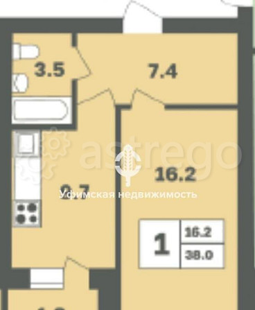 1-комн. квартира, 38 м2, 7/14 эт. Уфа - изображение 1
