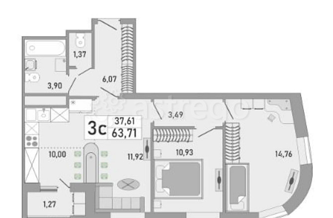 2-комн. квартира, 64 м2, 13/24 эт. Уфа - изображение 4