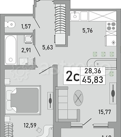 2-комн. квартира, 45.83 м2, 18/24 эт. Уфа - изображение 1