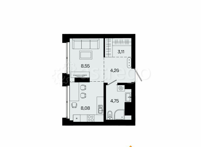 1-комн. квартира, 28.75 м2, 11/31 эт. Уфа - изображение 1