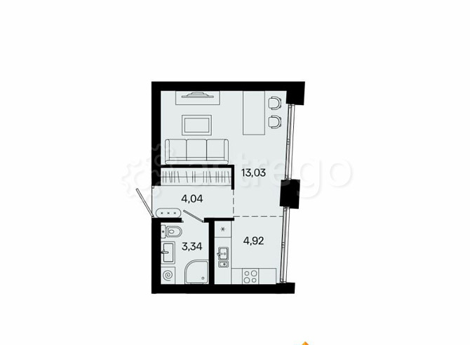 1-комн. квартира, 25.33 м2, 20/31 эт. Уфа - изображение 1