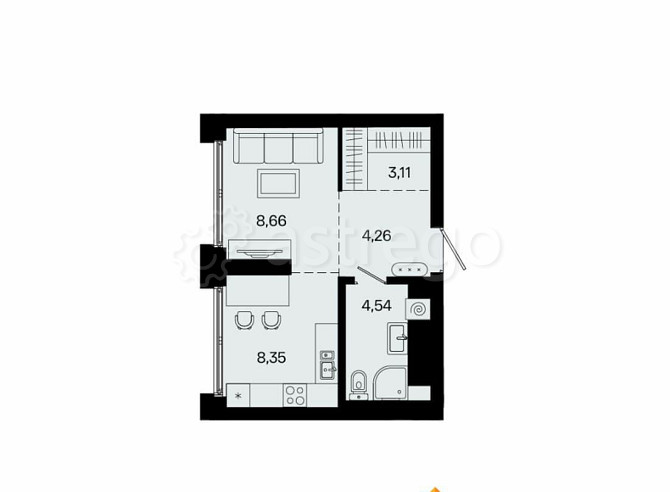 1-комн. квартира, 28.92 м2, 21/31 эт. Уфа - изображение 1