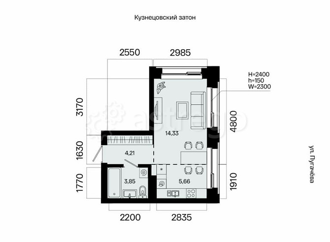 1-комн. квартира, 28.05 м2, 15/31 эт. Уфа - изображение 2