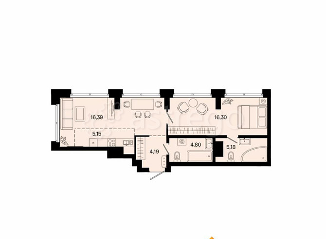 2-комн. квартира, 52.01 м2, 10/31 эт. Уфа - изображение 1