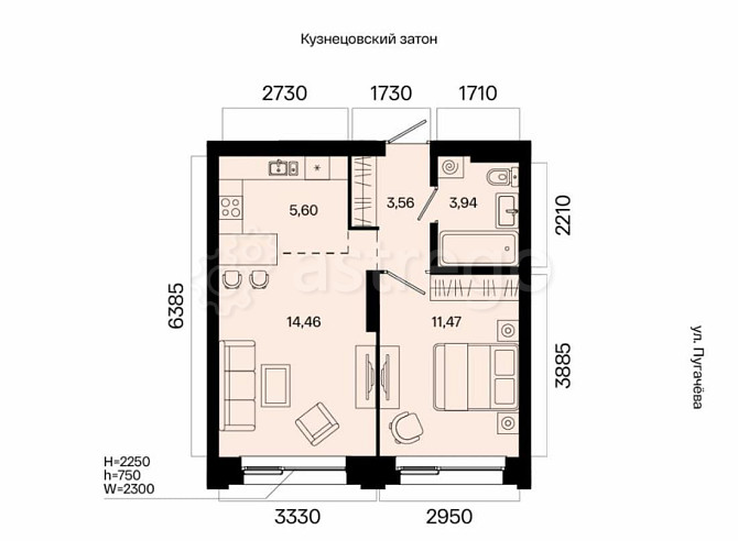 2-комн. квартира, 39.03 м2, 2/31 эт. Уфа - изображение 7