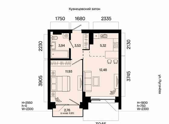 2-комн. квартира, 38.03 м2, 3/31 эт. Уфа
