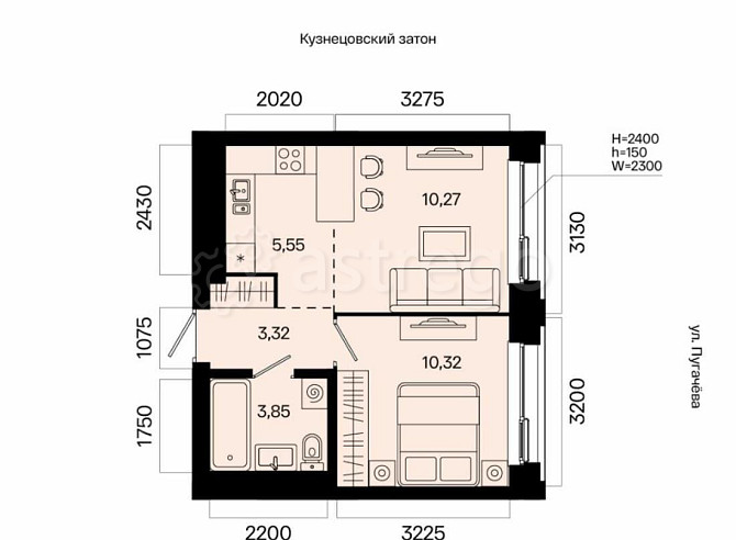 2-комн. квартира, 33.31 м2, 18/31 эт. Уфа - изображение 2