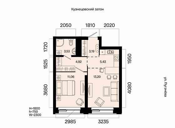 2-комн. квартира, 41.33 м2, 7/31 эт. Уфа