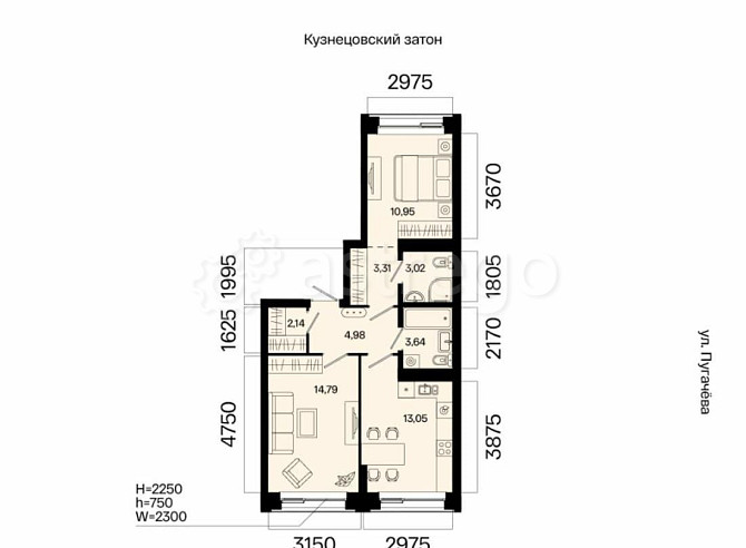 2-комн. квартира, 55.88 м2, 2/31 эт. Уфа - изображение 2