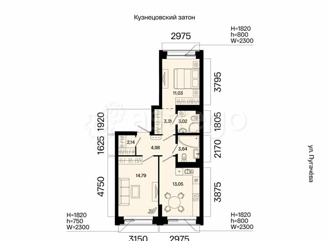 2-комн. квартира, 55.96 м2, 4/31 эт. Уфа - изображение 2