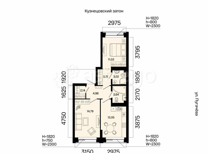 2-комн. квартира, 55.96 м2, 6/31 эт. Уфа - изображение 7