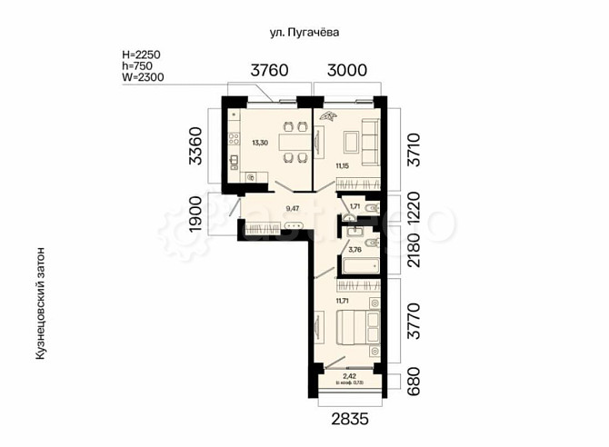 2-комн. квартира, 51.83 м2, 2/31 эт. Уфа - изображение 2