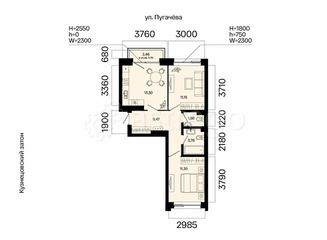 2-комн. квартира, 51.7 м2, 3/31 эт. Уфа - изображение 2