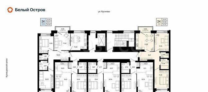 2-комн. квартира, 51.7 м2, 3/31 эт. Уфа - изображение 1