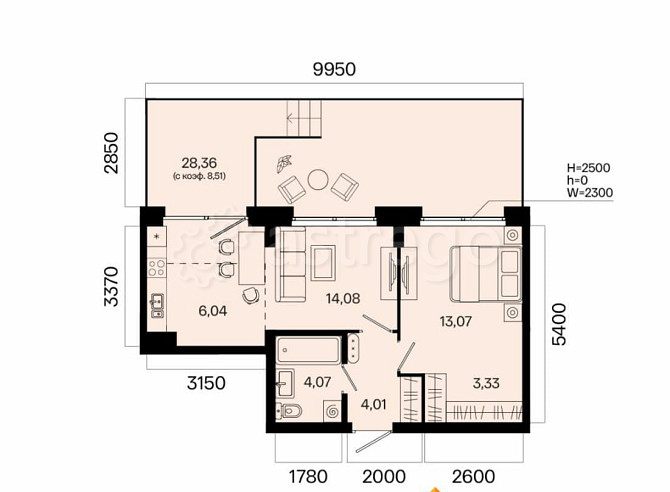 2-комн. квартира, 53.11 м2, 1/7 эт. Уфа - изображение 6