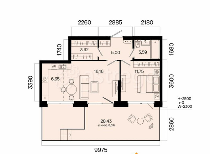 2-комн. квартира, 55.3 м2, 1/7 эт. Уфа - изображение 5
