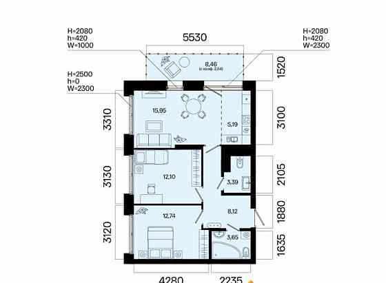3-комн. квартира, 63.68 м2, 8/9 эт. Уфа