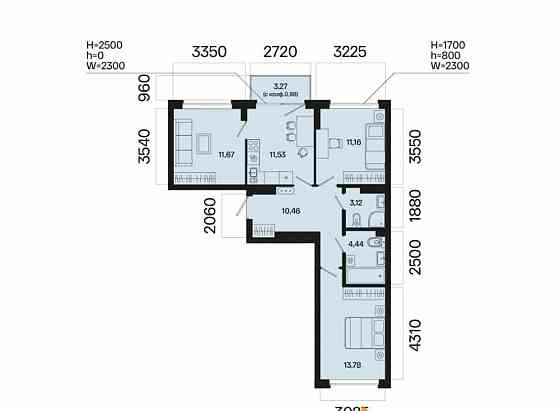 3-комн. квартира, 67.14 м2, 6/7 эт. Уфа
