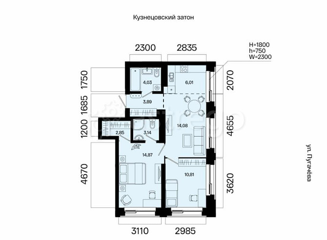 3-комн. квартира, 59.68 м2, 10/31 эт. Уфа - изображение 7
