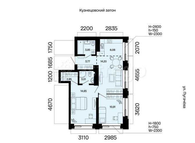 3-комн. квартира, 59.4 м2, 15/31 эт. Уфа - изображение 7