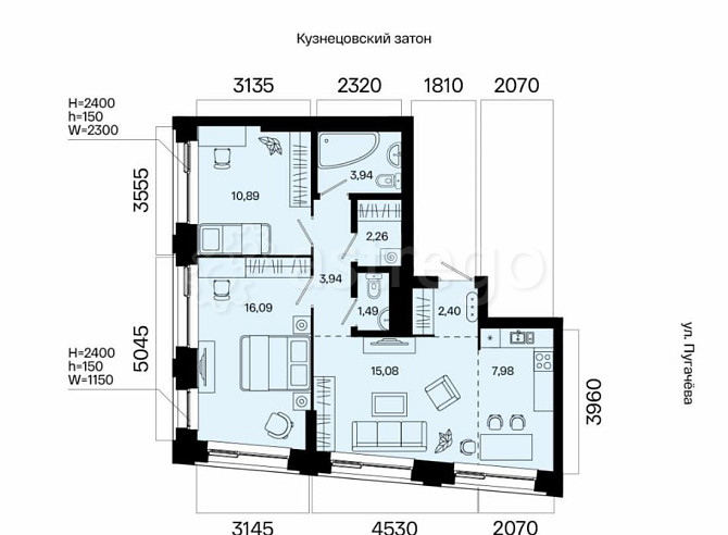3-комн. квартира, 64.07 м2, 18/31 эт. Уфа - изображение 2