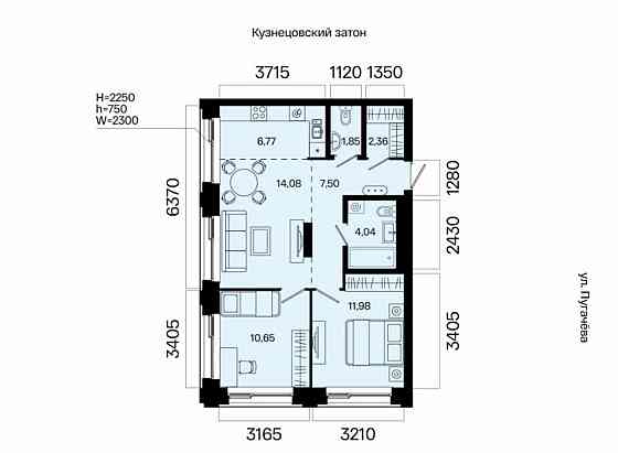 3-комн. квартира, 59.23 м2, 2/31 эт. Уфа
