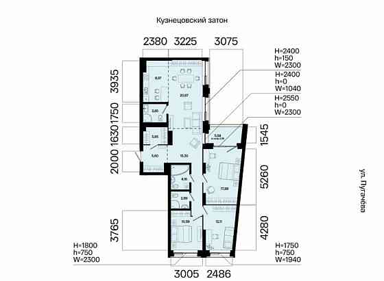 4-комн. квартира, 108.66 м2, 3/31 эт. Уфа