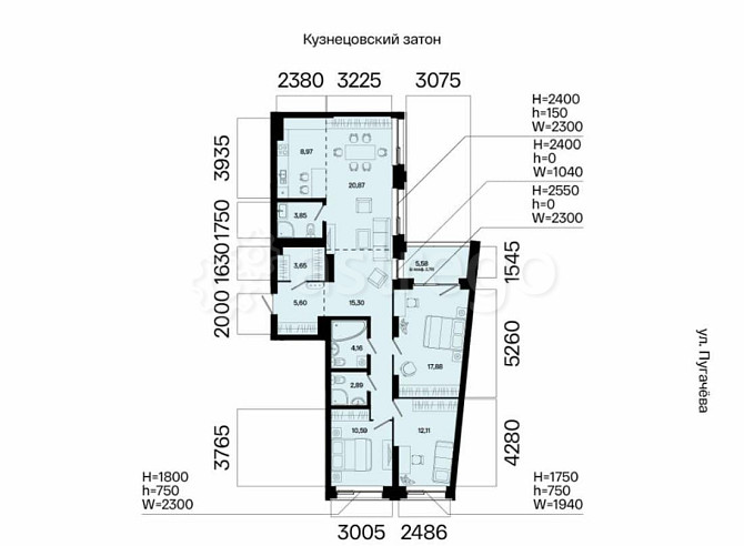 4-комн. квартира, 108.66 м2, 3/31 эт. Уфа - изображение 1