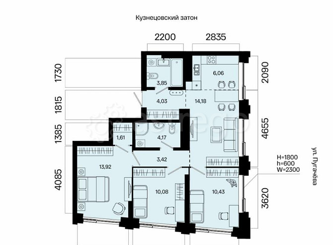 4-комн. квартира, 71.75 м2, 21/31 эт. Уфа - изображение 2