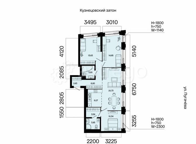 4-комн. квартира, 86.47 м2, 5/31 эт. Уфа - изображение 2