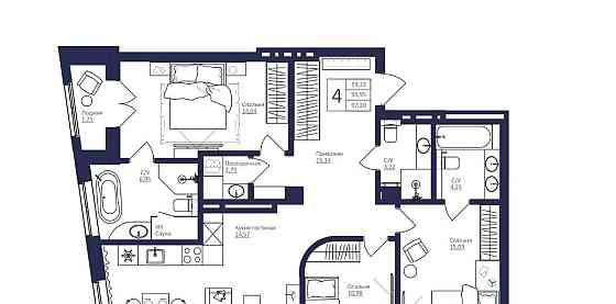 4-комн. квартира, 97.3 м2, 4/9 эт. Уфа