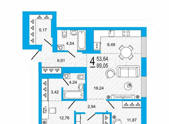 3-комн. квартира, 89.05 м2, 17/26 эт. Уфа - изображение 4