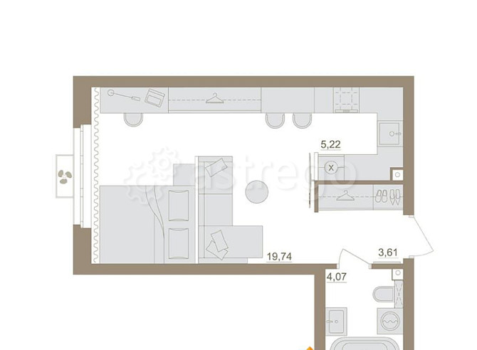 1-комн. квартира, 32.64 м2, 11/20 эт. Уфа - изображение 1