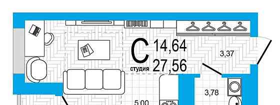 1-комн. квартира, 27.56 м2, 22/25 эт. Уфа