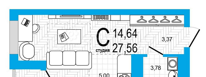 1-комн. квартира, 27.56 м2, 22/25 эт. Уфа - изображение 1