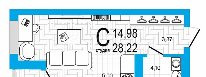 1-комн. квартира, 28.22 м2, 3/25 эт. Уфа - изображение 1