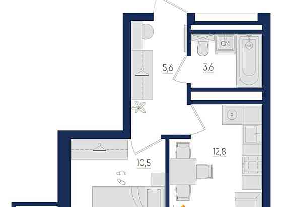 1-комн. квартира, 32.9 м2, 16/22 эт. Уфа